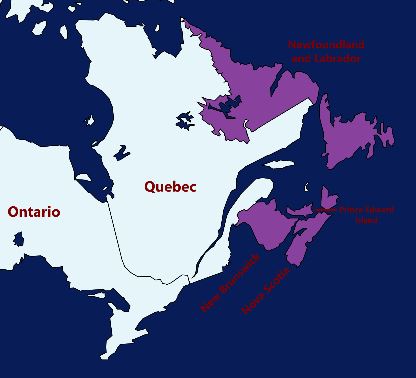 Map of the Canadian maritimes